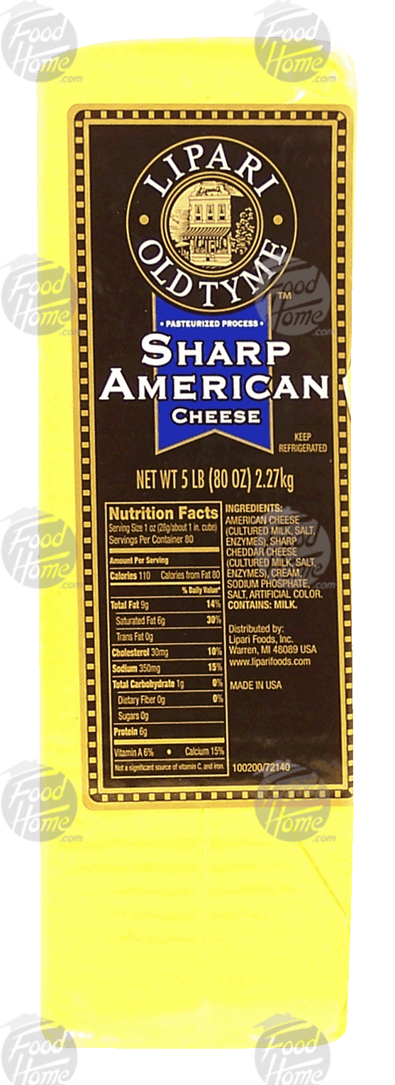 Lipari Old Tyme sharp american cheese, yellow, sliced Full-Size Picture